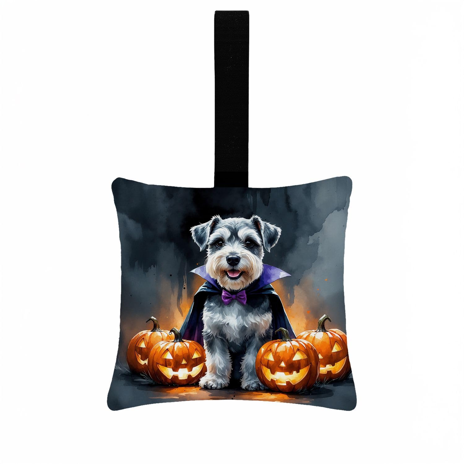 Carolines Treasures Schnauzer Puppy Halloween Mini Hanging Pillow Ornament 3.5  3.5 Decorative Door-Knob & Tree Hanger, Soft Fabric Cushion