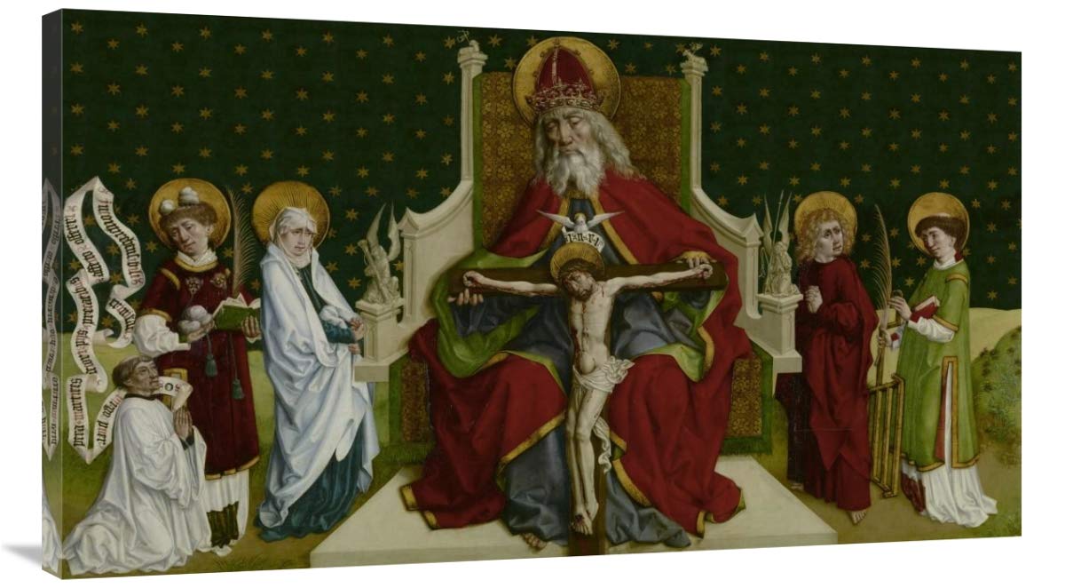 The Trinity with the Virgin, Saints John the Evangelist, Stephen and Lawrence and a Donor-Canvas Art-44x25.08”