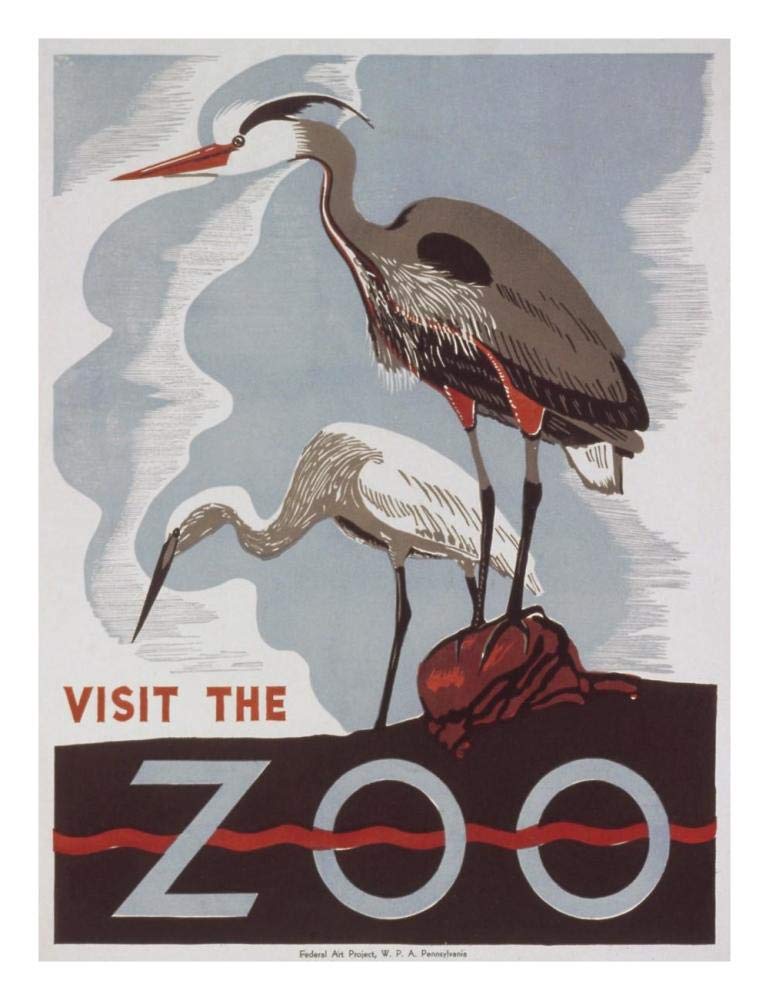 Visit the zoo - Herons-Paper Art-20x26”