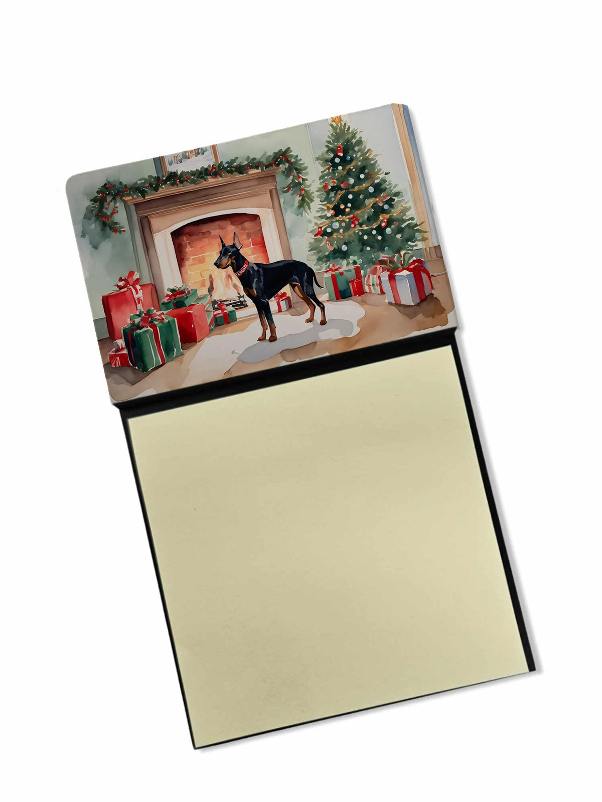 Doberman Pinscher Cozy Christmas Sticky Note Holder
