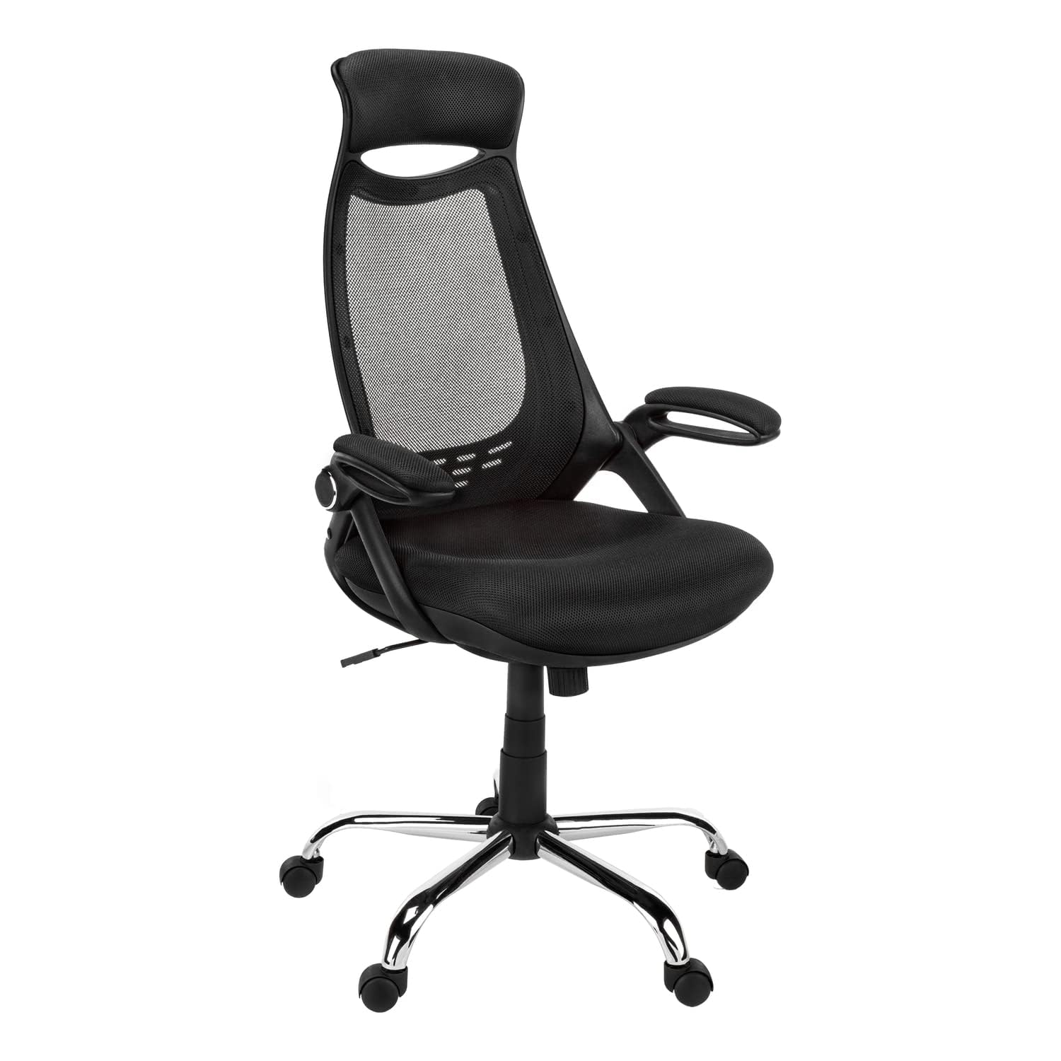 Office Chair, Adjustable Height, Swivel, Ergonomic, Armrests, Computer Desk, Work, Metal, Mesh, Black, Chrome, Contemporary, Modern