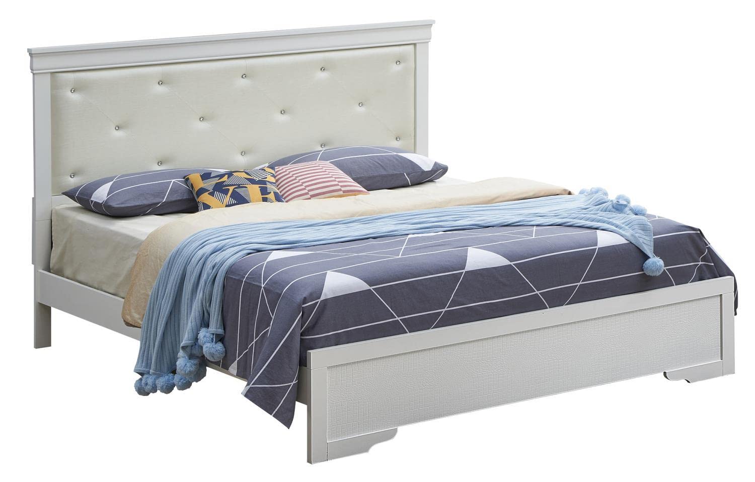 Lorana Silver Champagne Queen Panel Beds