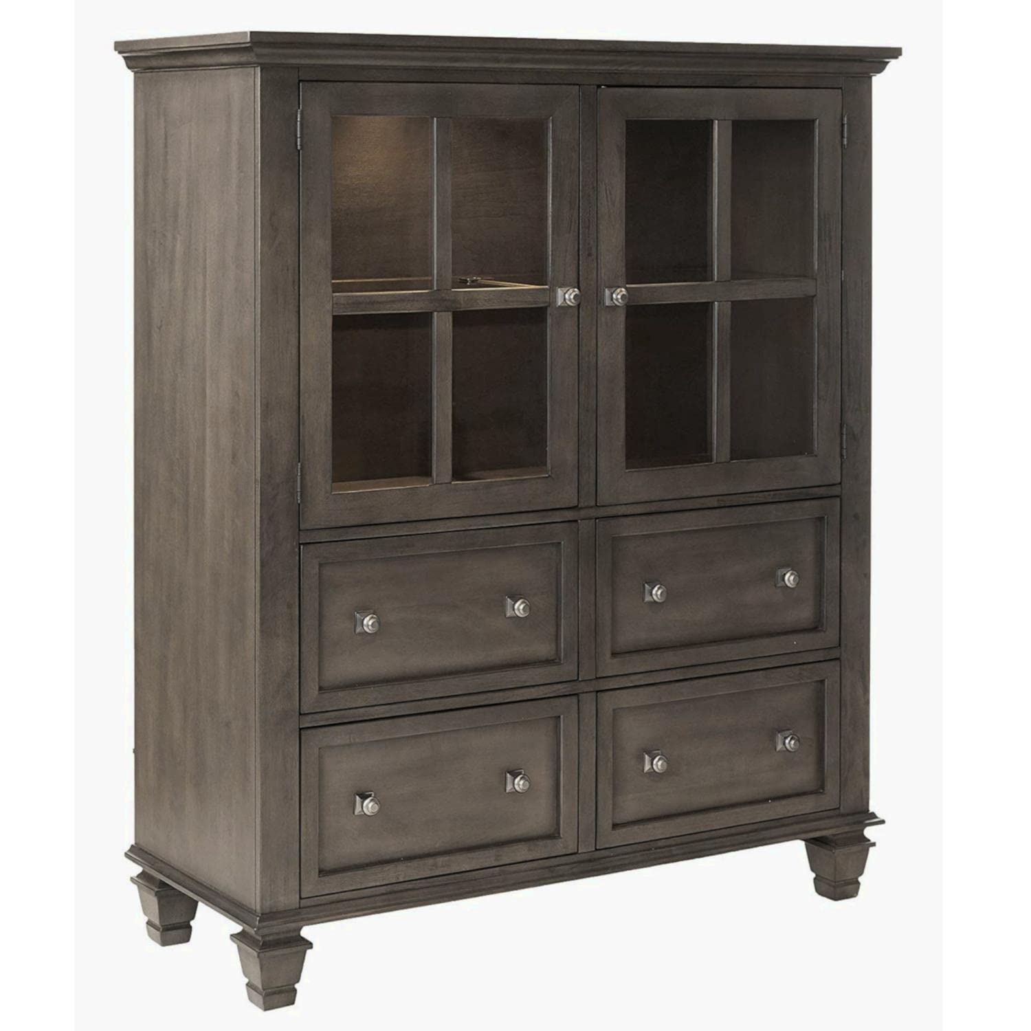 Sunset Trading Shades of Gray Lighted China Cabinet | Four Large Drawers