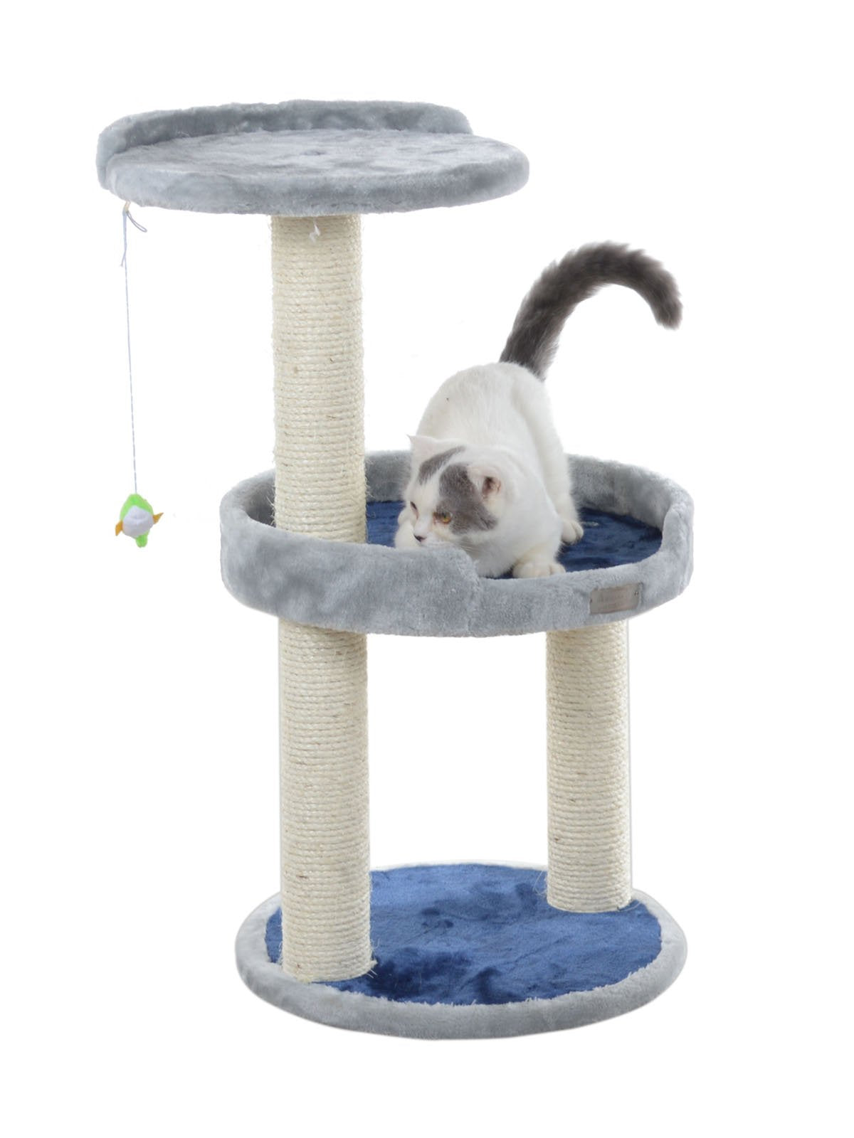 Armarkat Three-Level Real Wood Compact Scratcher, X2905, Gray W Plush Perch