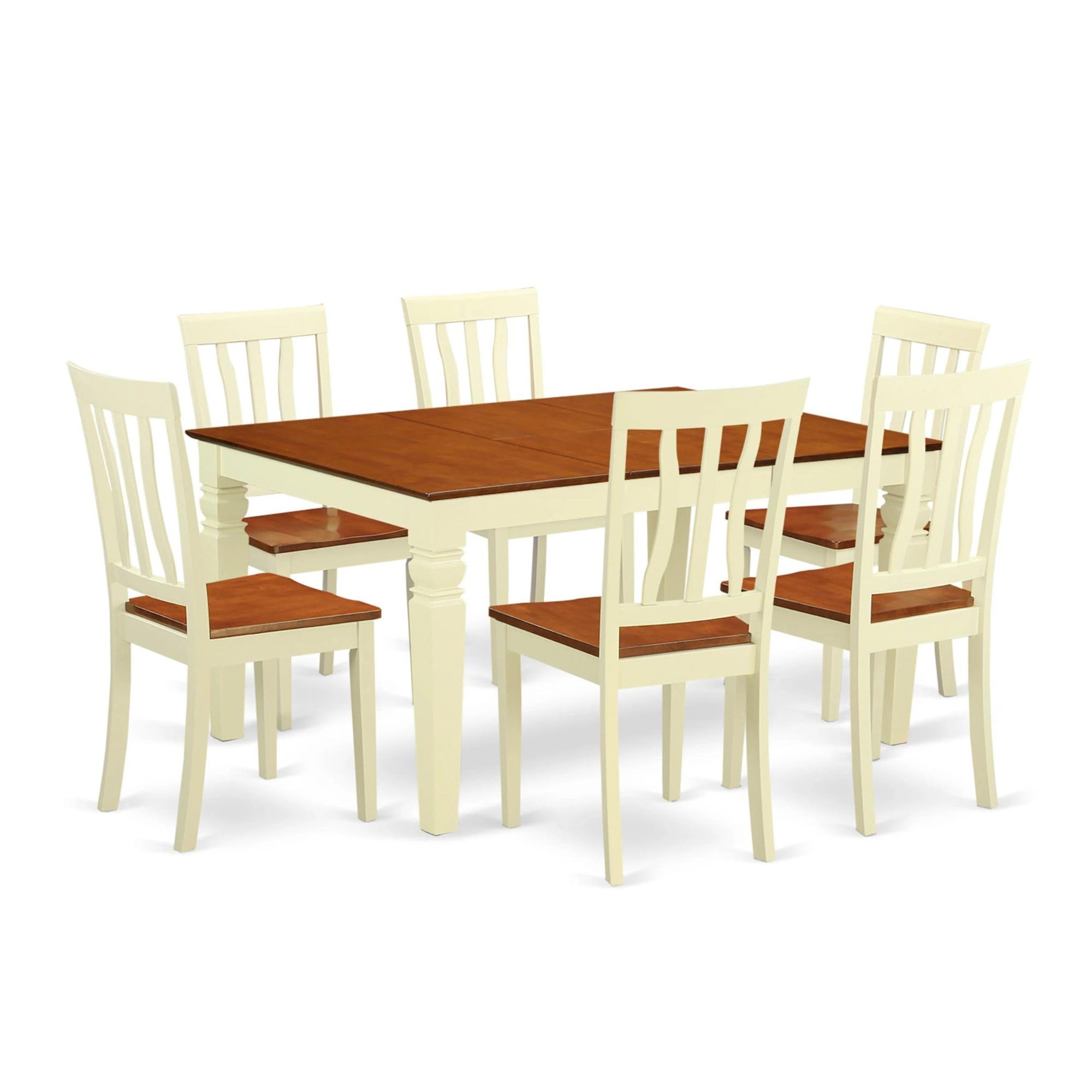 7  Pc  Dining  set  with  a  Kitchen  Table  and  6  Wood  Kitchen  Chairs  in  Buttermilk  and  Cherry
