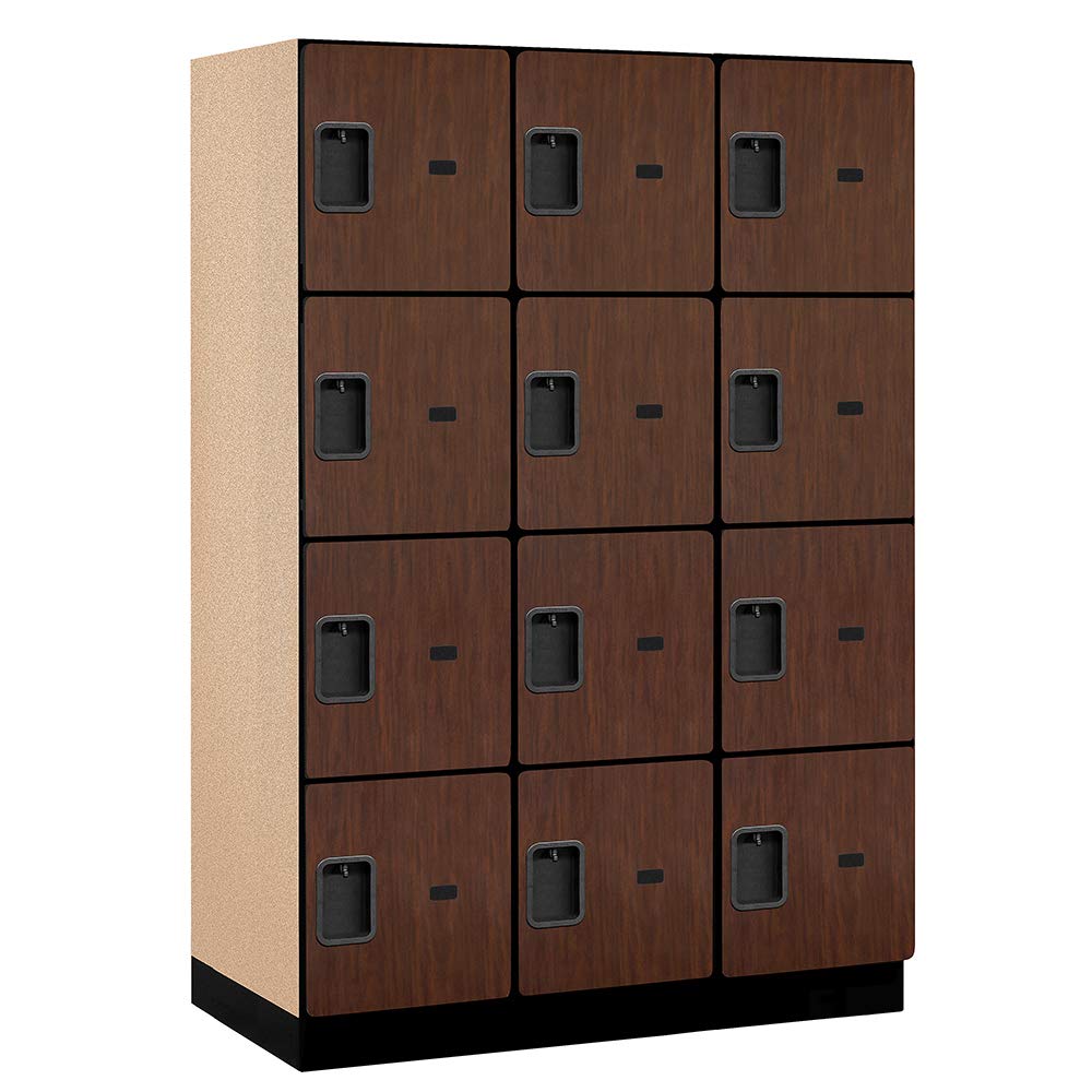 18 Wide Four Tier Designer Wood Locker - 3 Wide - 6 Feet High - 21 Inches Deep - Mahogany