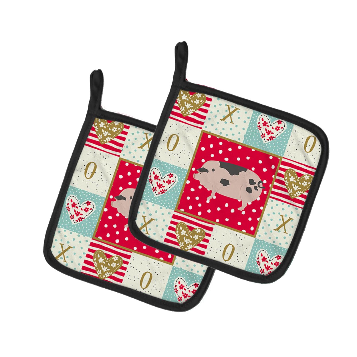 Gloucester Old Spot Pig Love Pair of Pot Holders