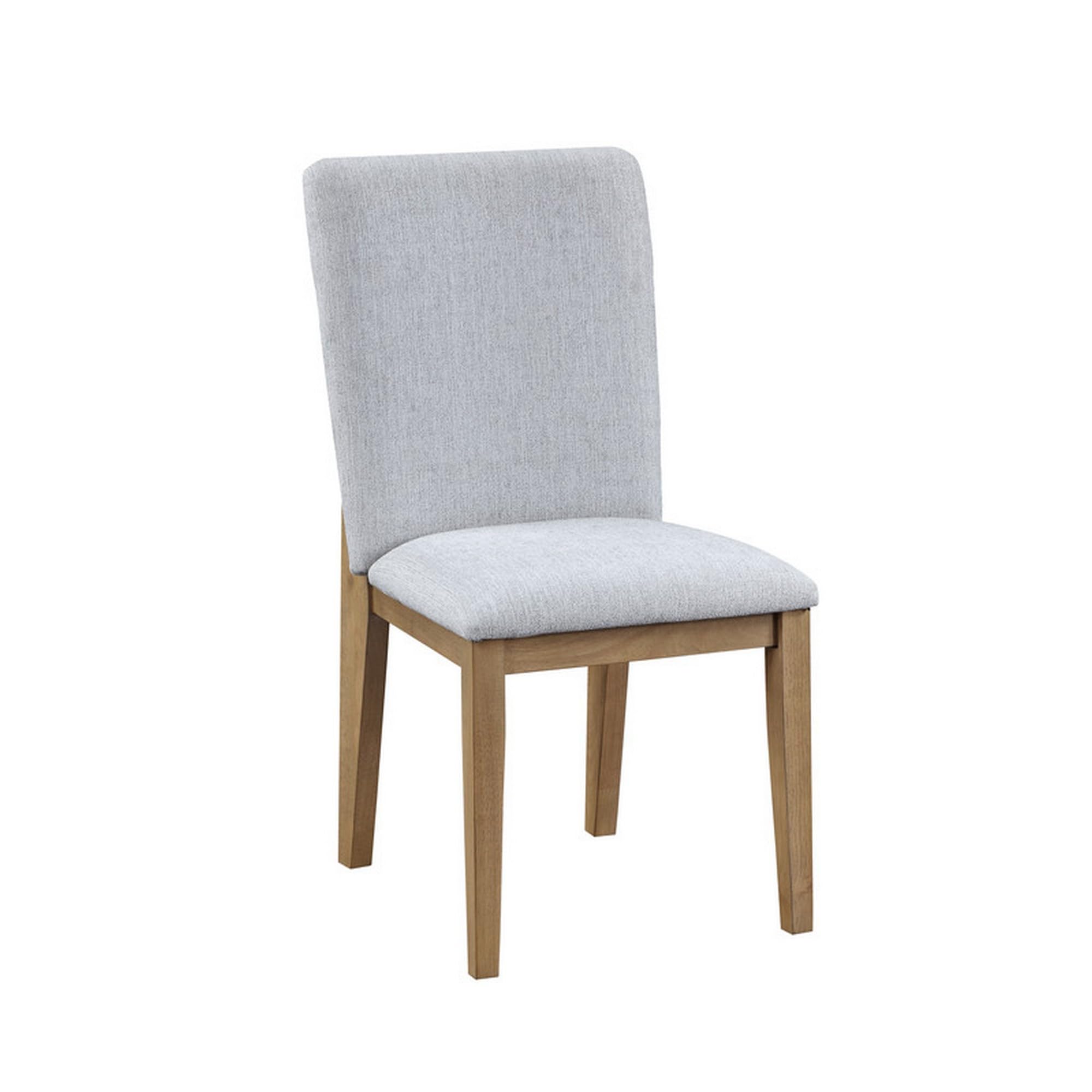 Deli 21 Inch Dining Chair, Set of 2, Parson Style, Solid Wood, Gray Linen