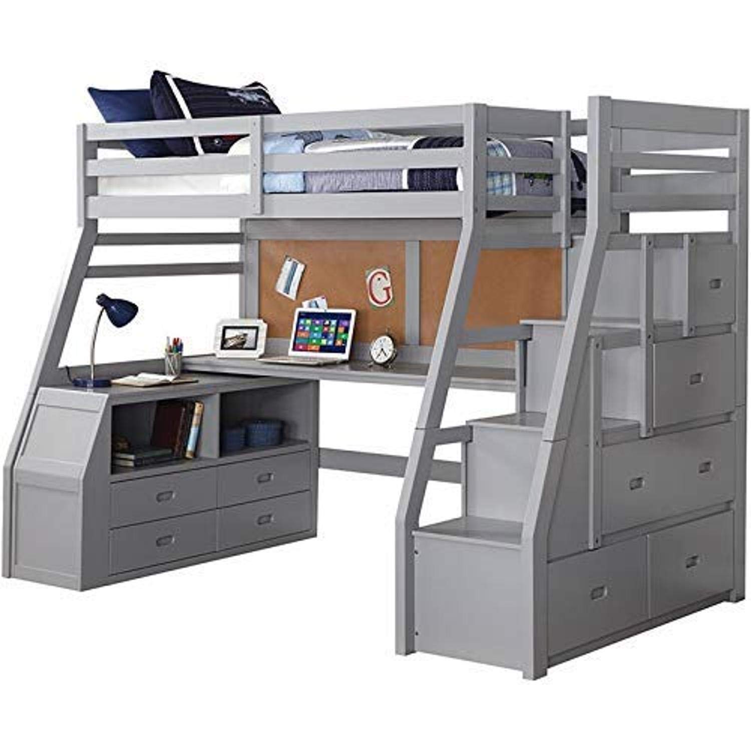 Acme Jason Ii Wooden Twin Storage Loft Bed In Gray