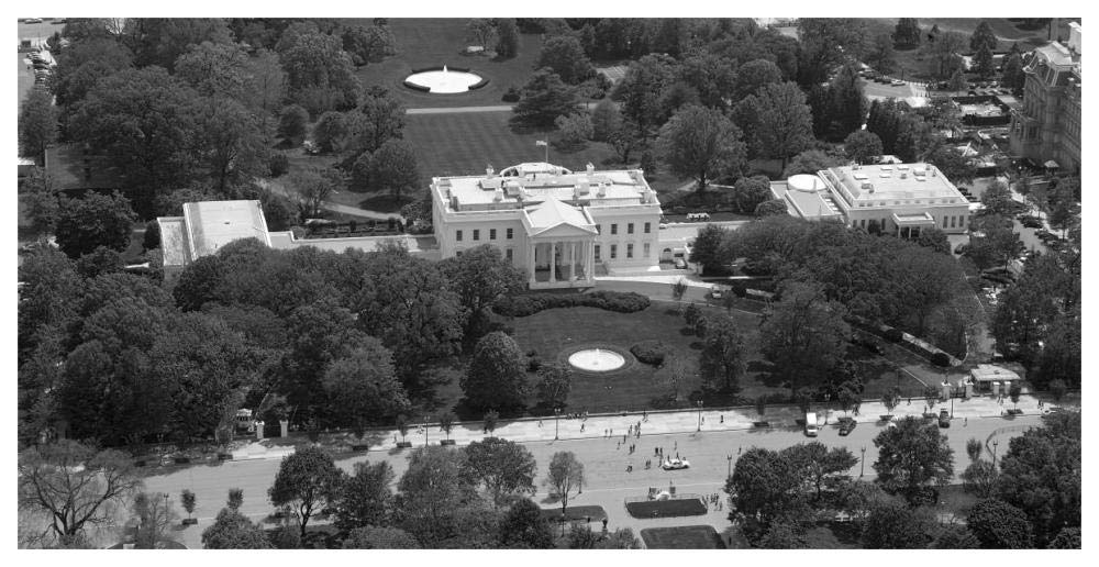 Aerial view of the White House, Washington, D.C. - Black and White Variant-Paper Art-62x32”