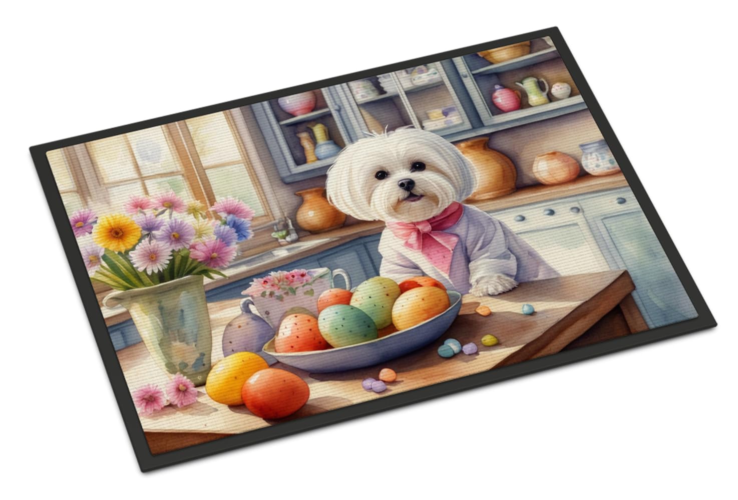 Carolines Treasures DAC6851JMAT Decorating Easter Maltese Doormat Front Door Mat Indoor Outdoor Rugs for Entryway, Non Slip Washable Low Pile, 24H X 36W
