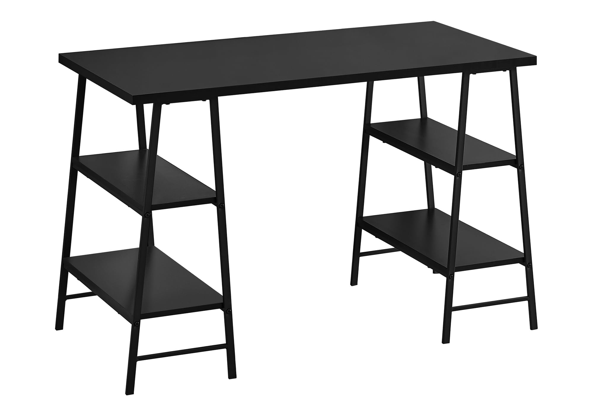 Monarch Specialties I 7522 Computer Desk, Home Office, Laptop, Storage Shelves, 48' L, Work, Metal, Laminate, Black, Contemporary, Modern