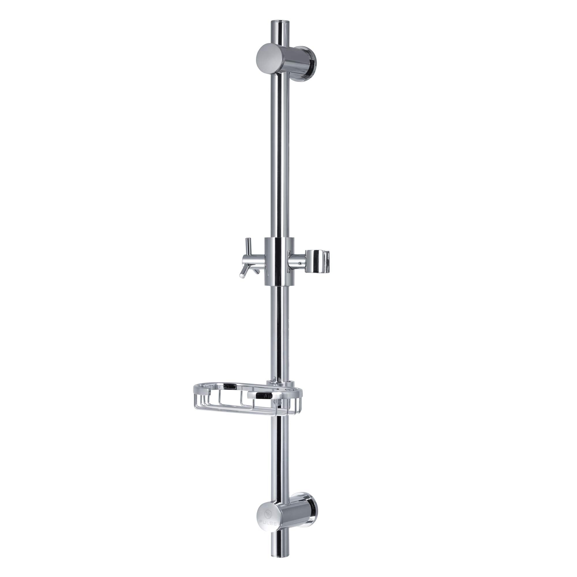 Pulse Showerspas 1010-Ch Adjustable Slide Bar For Hand Shower With Wire Basket Soap Dish, Polished Chrome