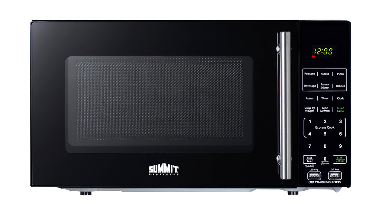 Compact microwave in black with allocator and USB ports