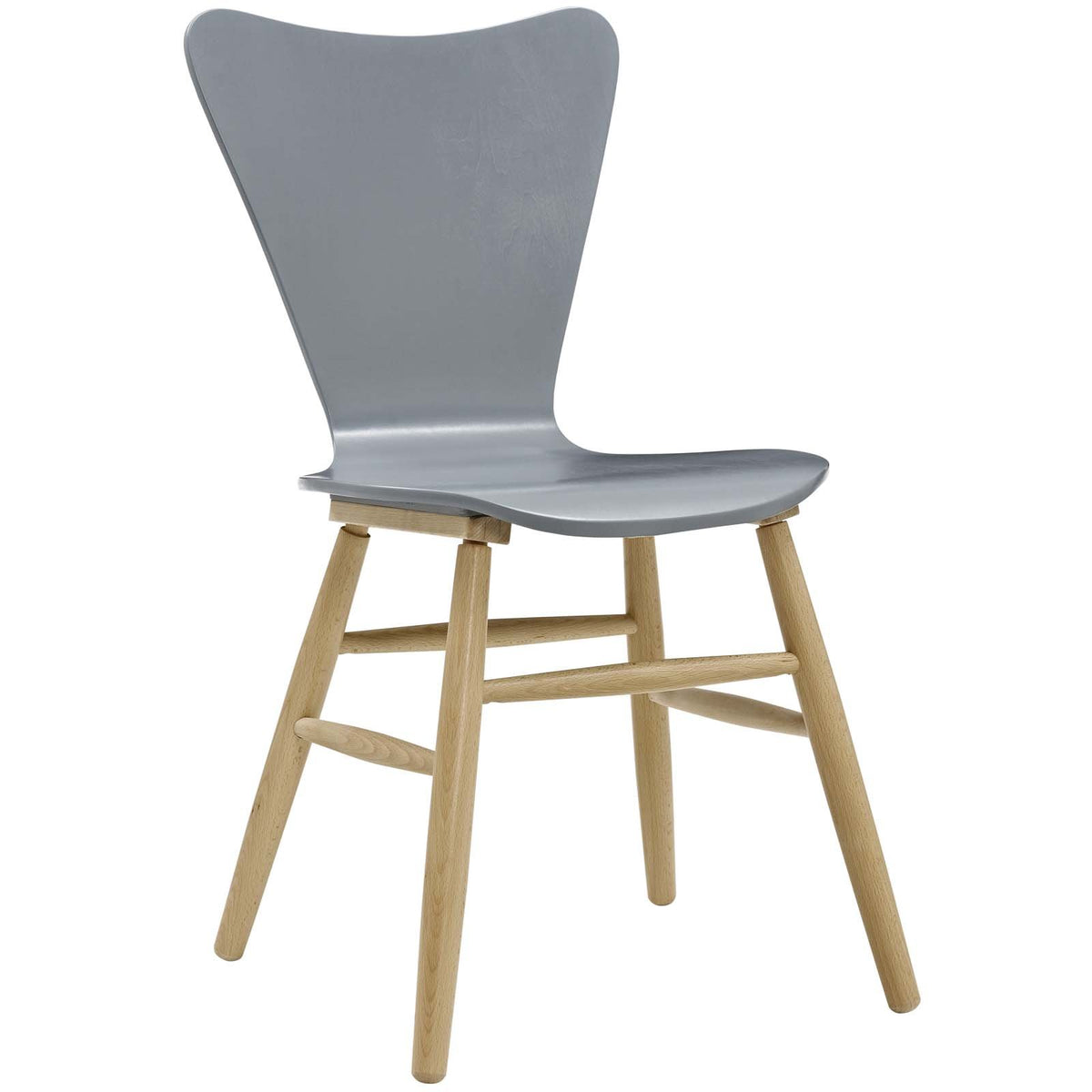 Modway Cascade Mid-Century Modern Wood Kitchen And Dining Room Chair In Gray