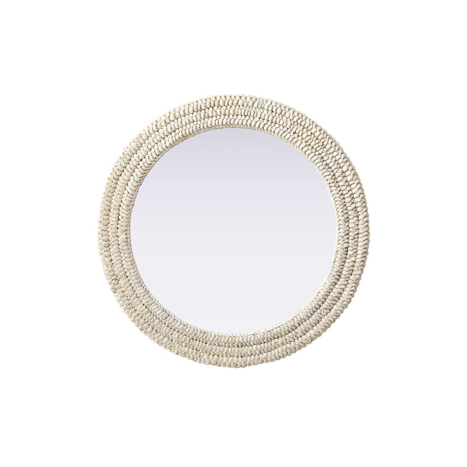 Round Cornhusk Mirror 30x30 in Linen White