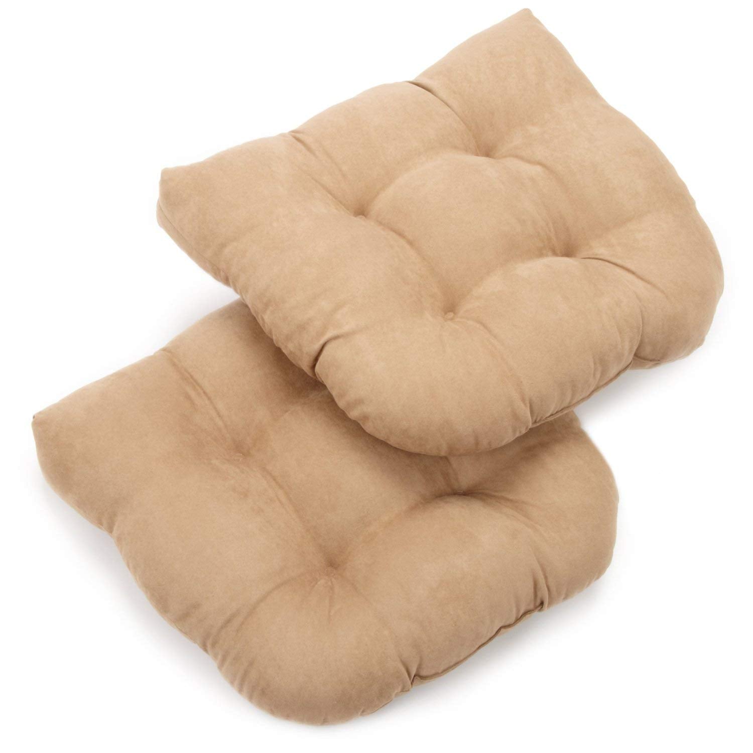 19-inch U-Shaped Micro Suede Tufted Dining Chair Cushion (Set of 2) - Java
