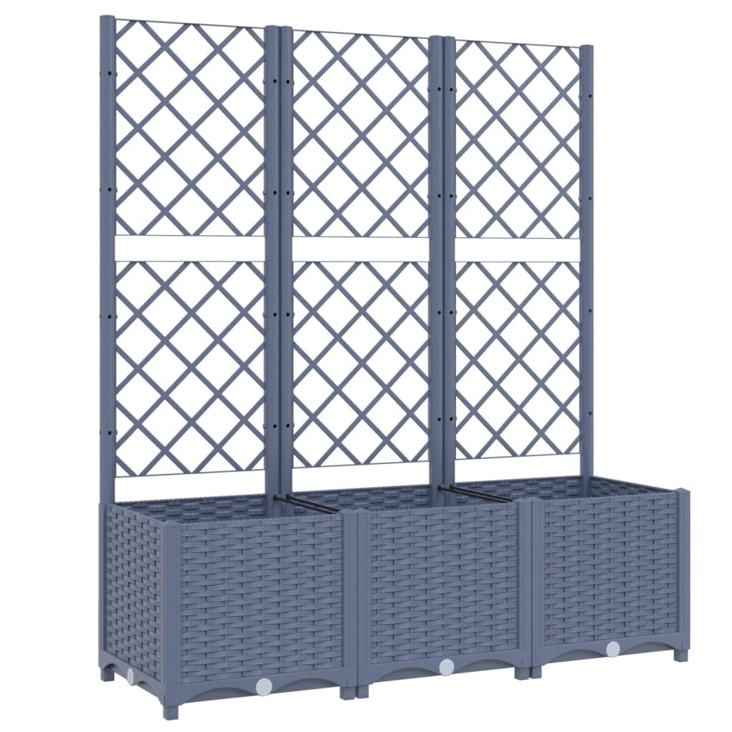vidaXL Garden Planter with Trellis Dark Gray 47.2x15.7"x53.5" PP"