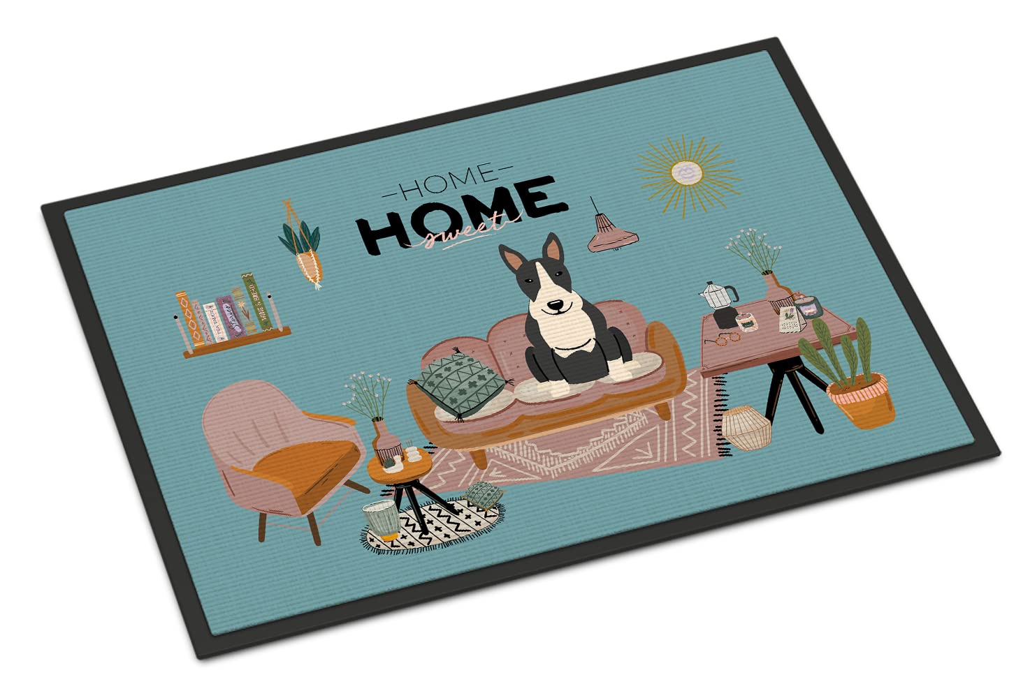 Black White Bull Terrier Sweet Home Indoor or Outdoor Mat 24x36 CK7978JMAT