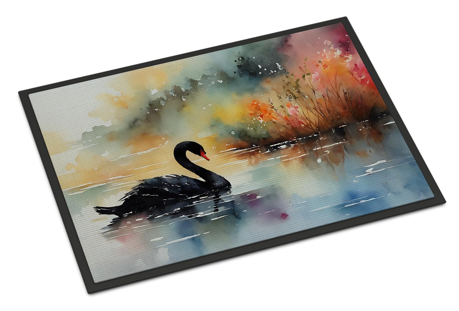Carolines Treasures DAC3270MAT Black Swan Doormat Front Door Mat Indoor Outdoor Rugs for Entryway, Non Slip Washable Low Pile, 18H X 27W