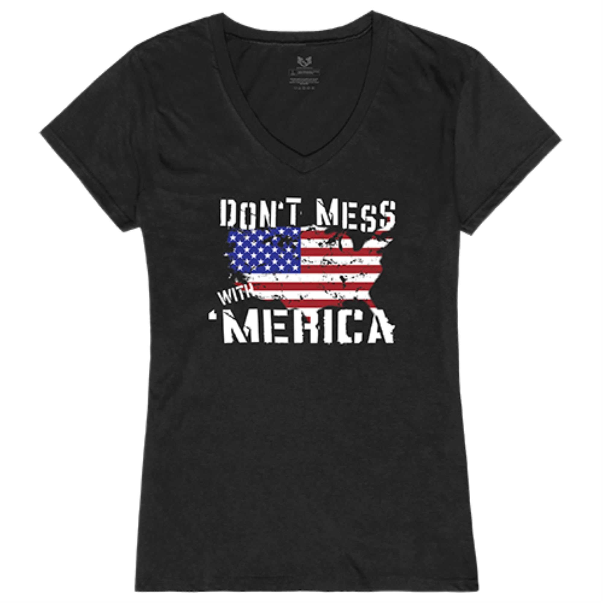 Graphic V-Neck, Dt Mess with Am, Black, L