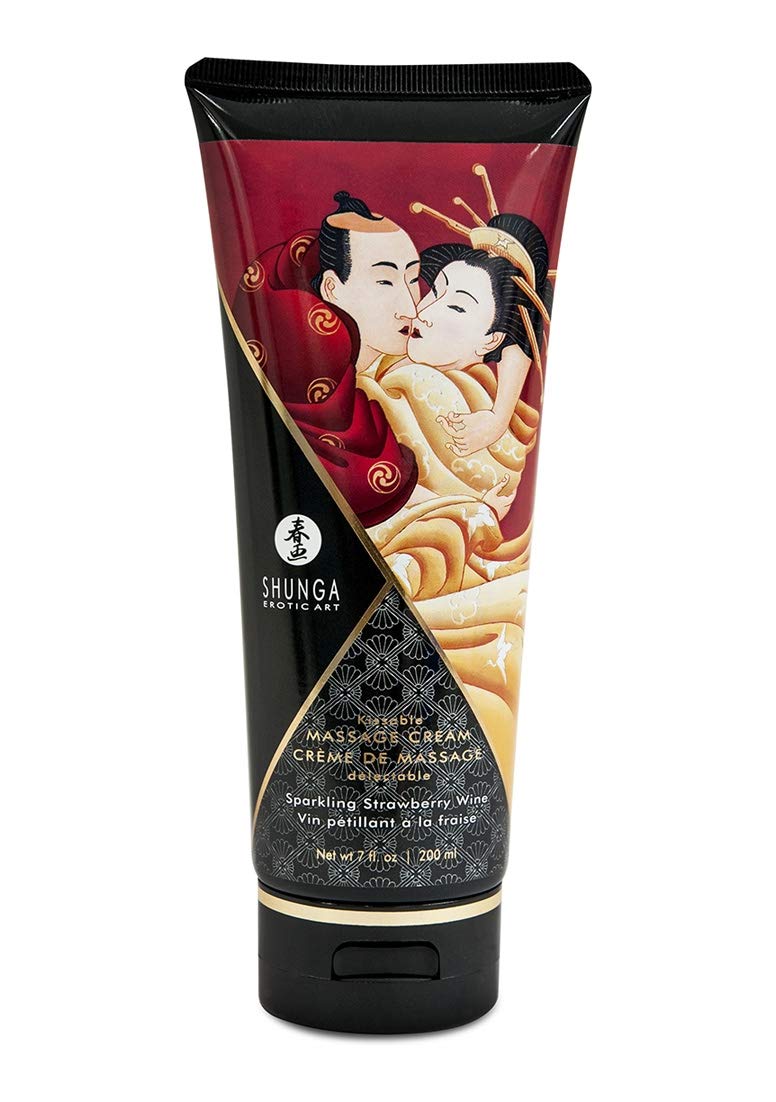 Shunga Kissable Massage Cream-Sparkling Strawberry Wine 7oz
