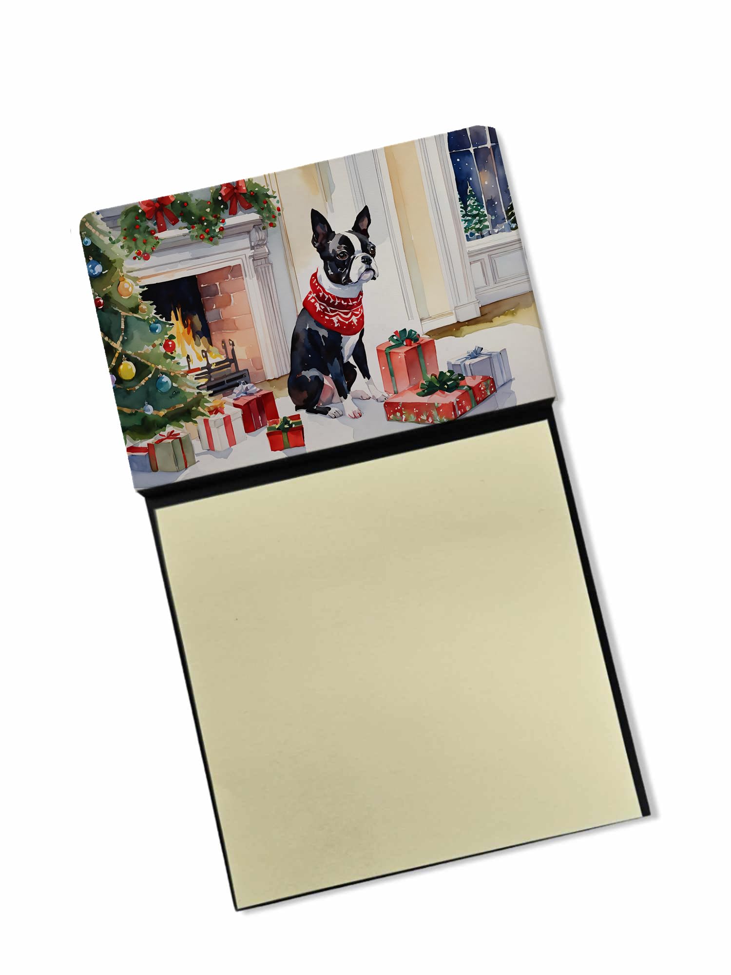 Boston Terrier Cozy Christmas Sticky Note Holder