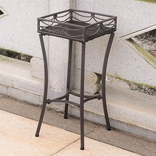 Valencia Resin Wicker/ Steel Square Plant Stand - Chocolate