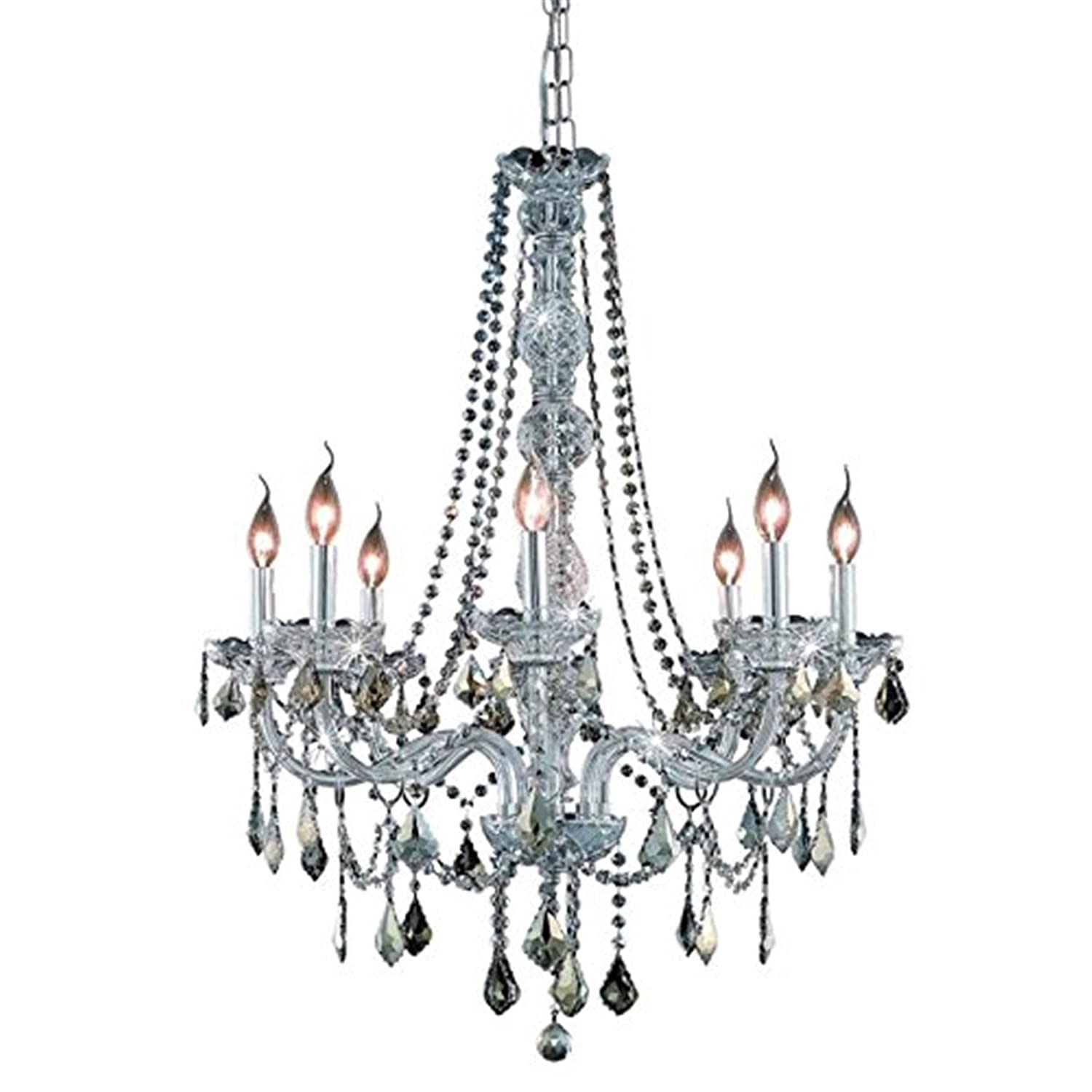 Elegant Lighting Value Verona 8 Light Chrome Chandelier Golden Teak (Smoky) Royal Cut Crystal