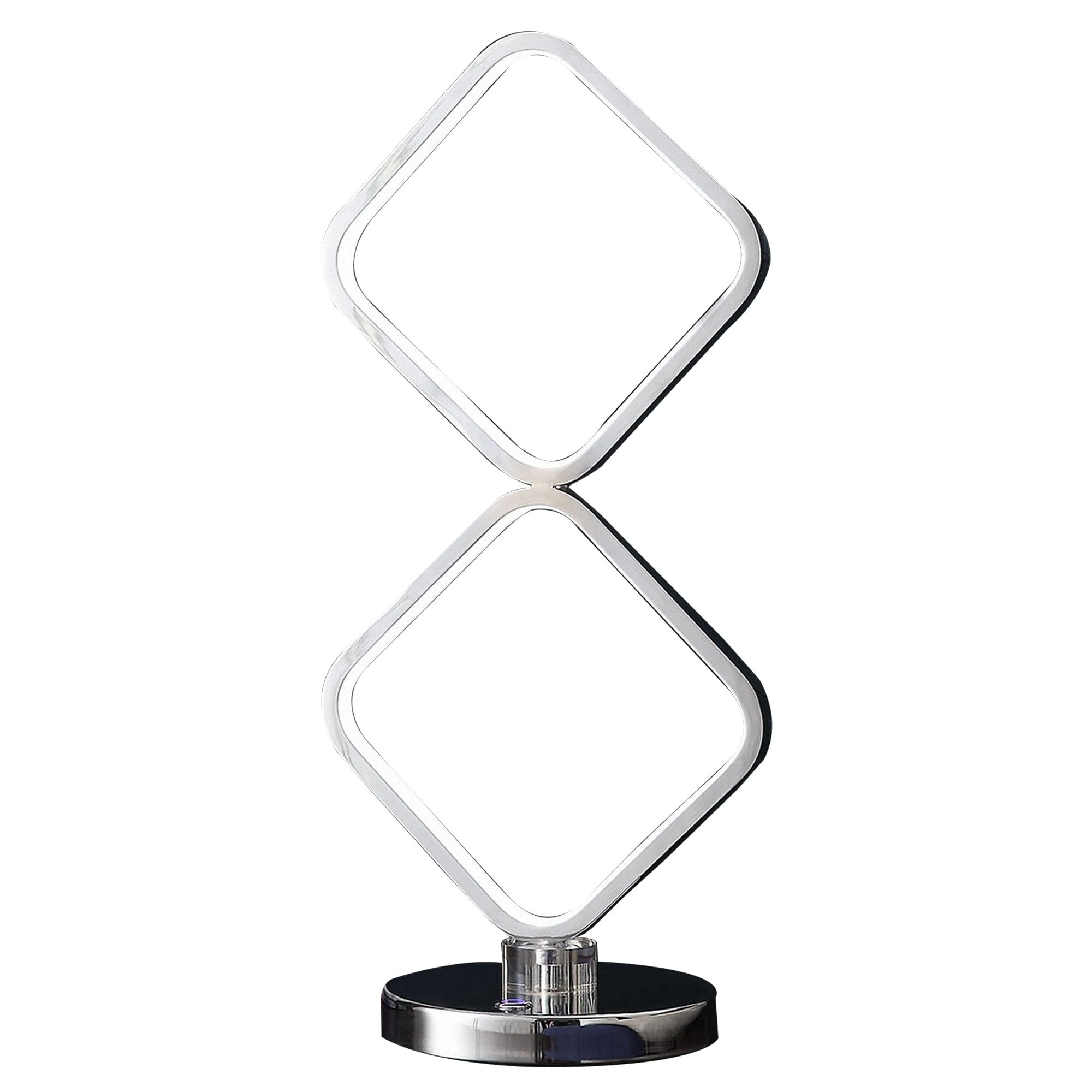 22 Inch Table Lamp, Square LED Light, Modern Accent Metal Base, Chrome