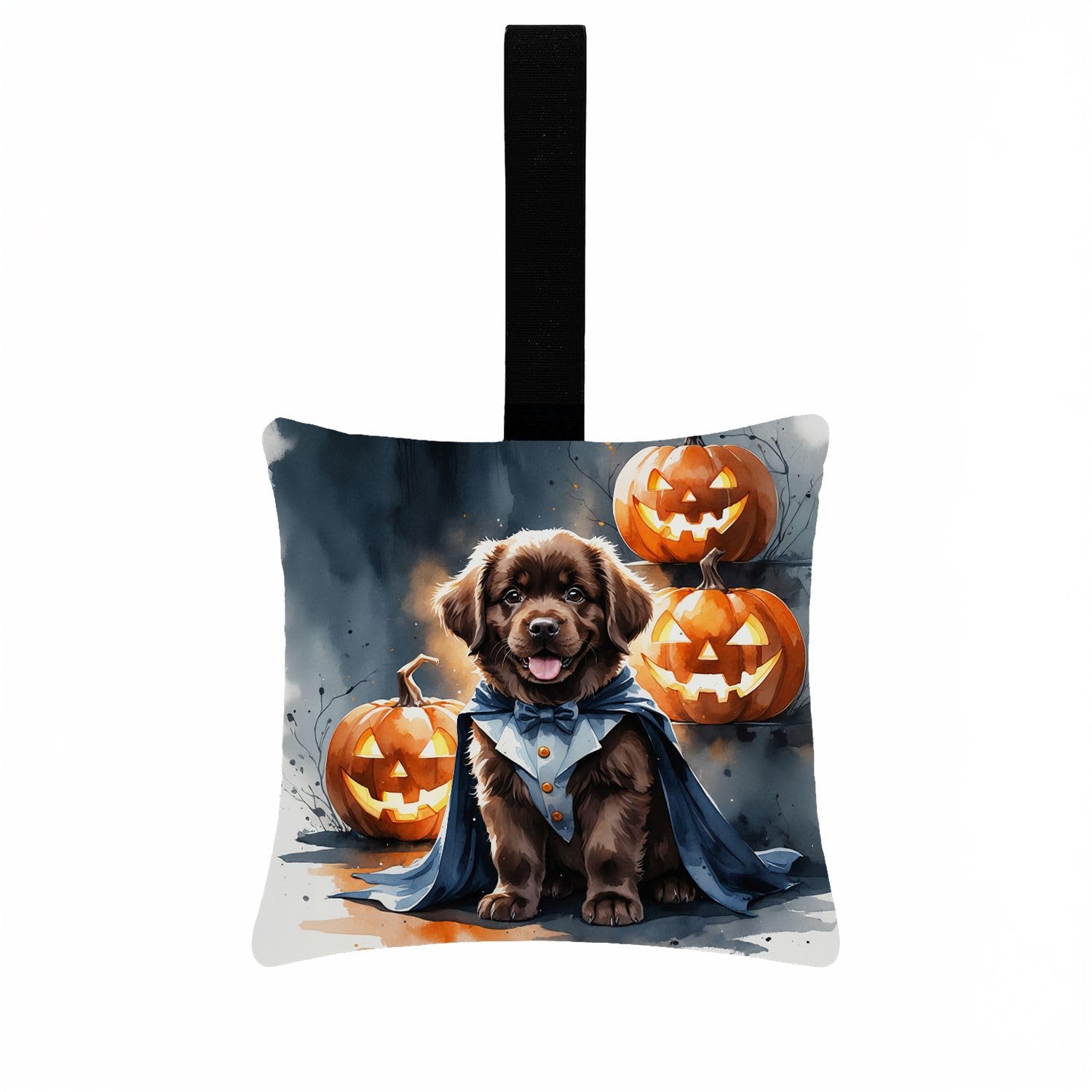 Carolines Treasures Chocolate Newfoundland Puppy Halloween Mini Hanging Pillow Ornament 3.5  3.5 Decorative Door-Knob & Tree Hanger, Soft Fabric Cushion