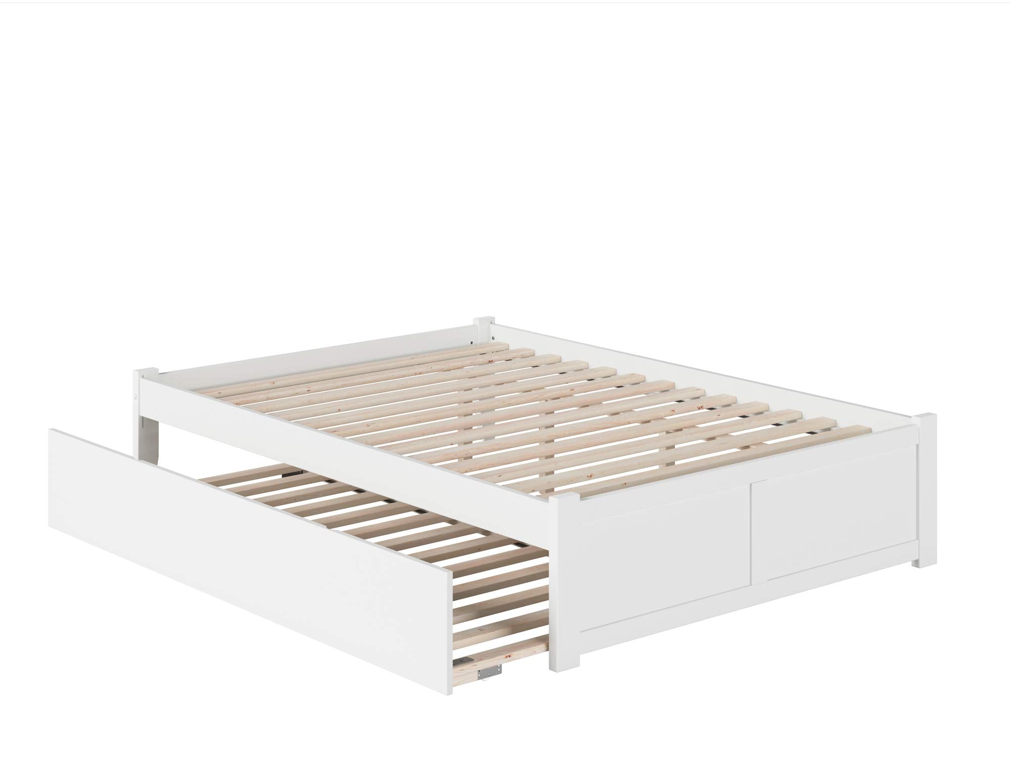 Concord Queen Bed with Footboard and Twin Extra Long Trundle in White
