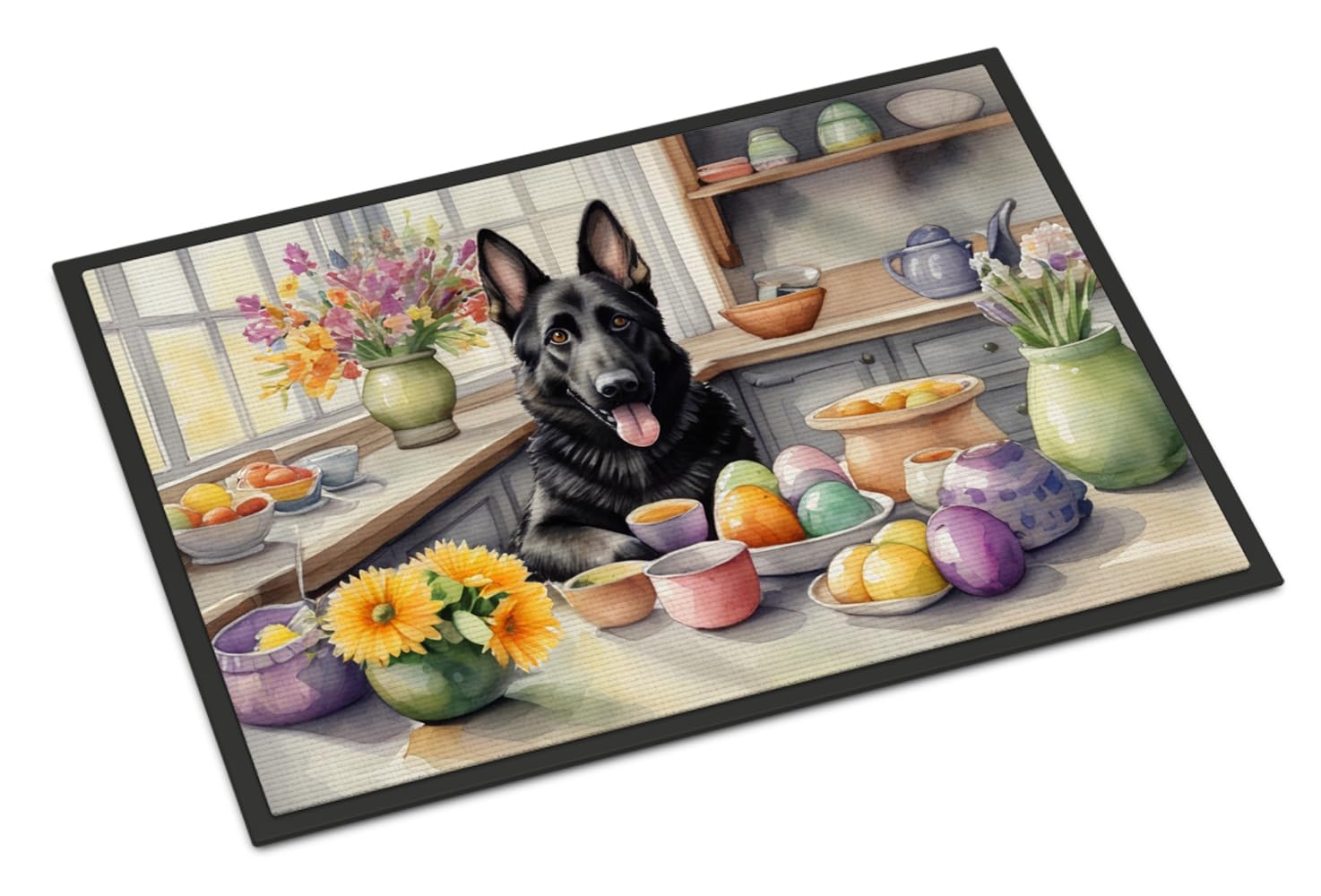Carolines Treasures DAC6816MAT Decorating Easter German Shepherd Doormat Front Door Mat Indoor Outdoor Rugs for Entryway, Non Slip Washable Low Pile, 18H X 27W
