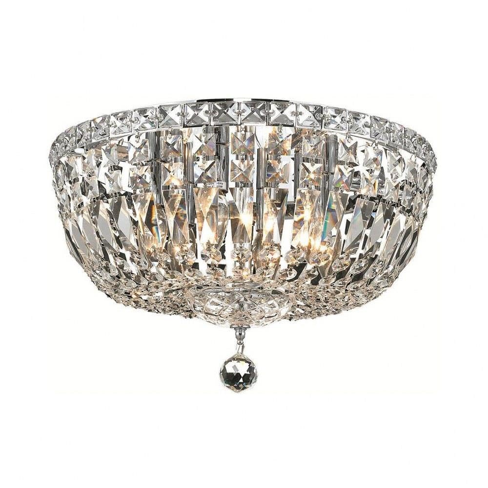 Tranquil 6 light Chrome Flush Mount Clear Royal Cut Crystal