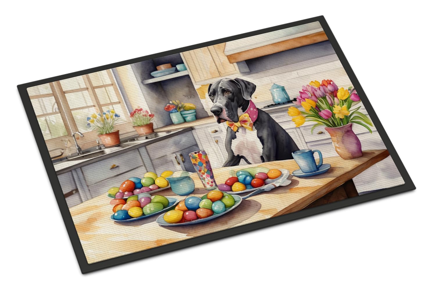 Carolines Treasures DAC6828MAT Decorating Easter Great Dane Doormat Front Door Mat Indoor Outdoor Rugs for Entryway, Non Slip Washable Low Pile, 18H X 27W