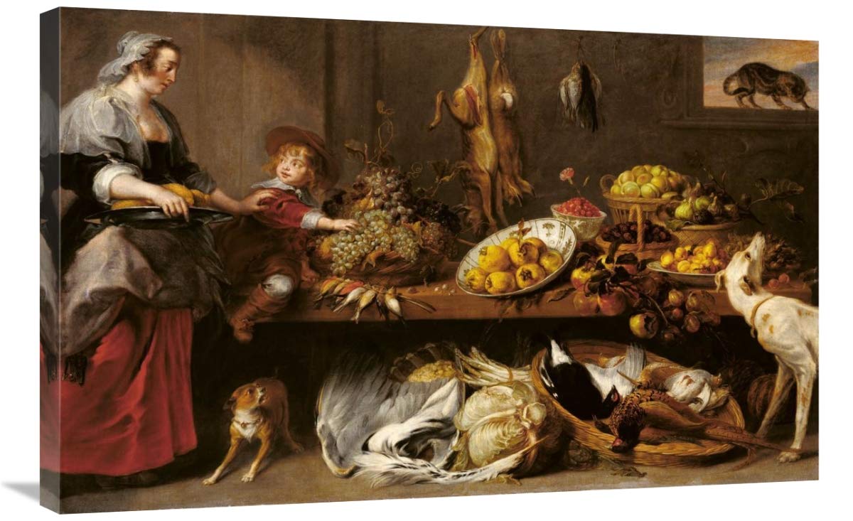 Kitchen Still Life with a Maid and Young Boy-Canvas Art-36x24”