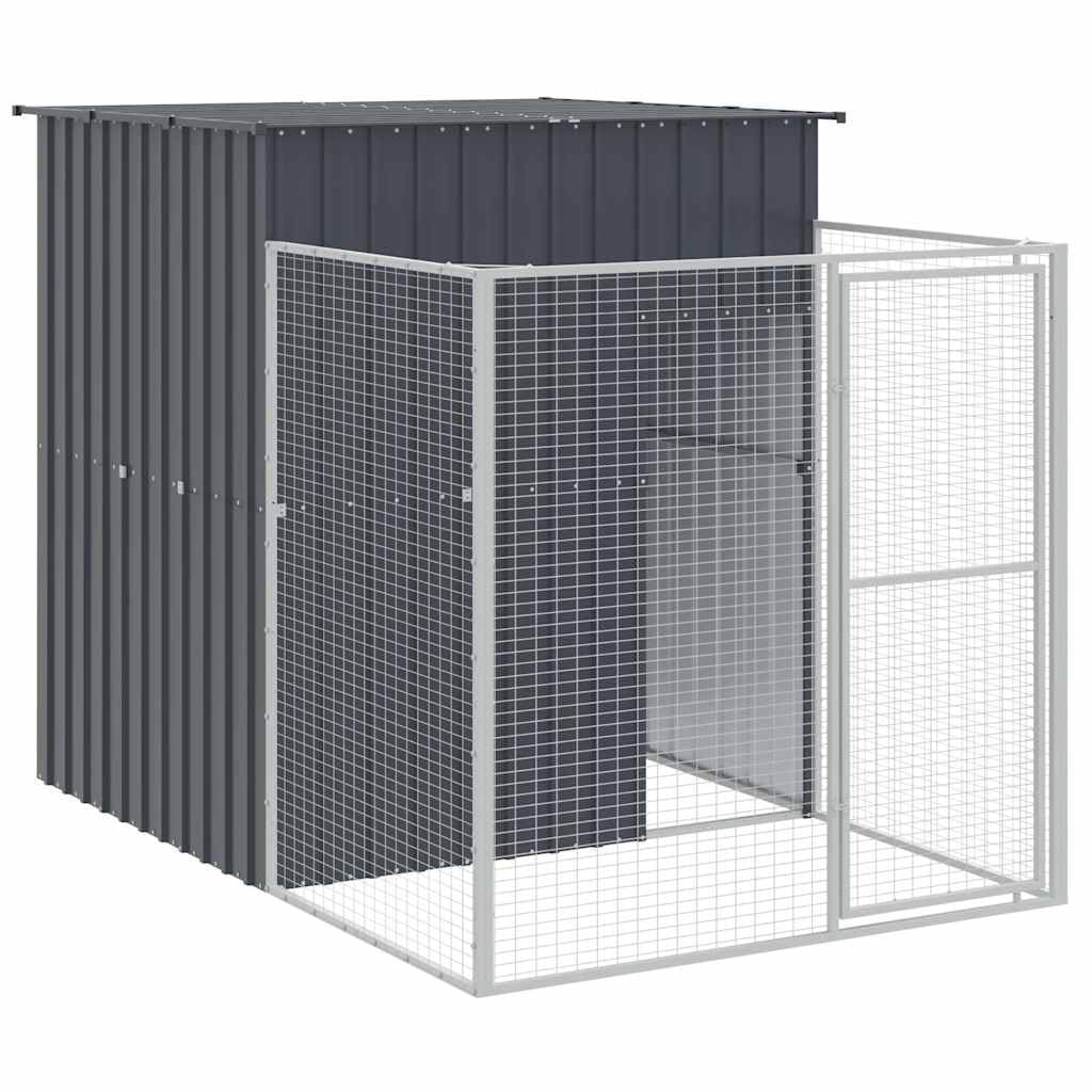 vidaXL Dog House with Run Anthracite 65x98.8"x71.3" Galvanized Steel"