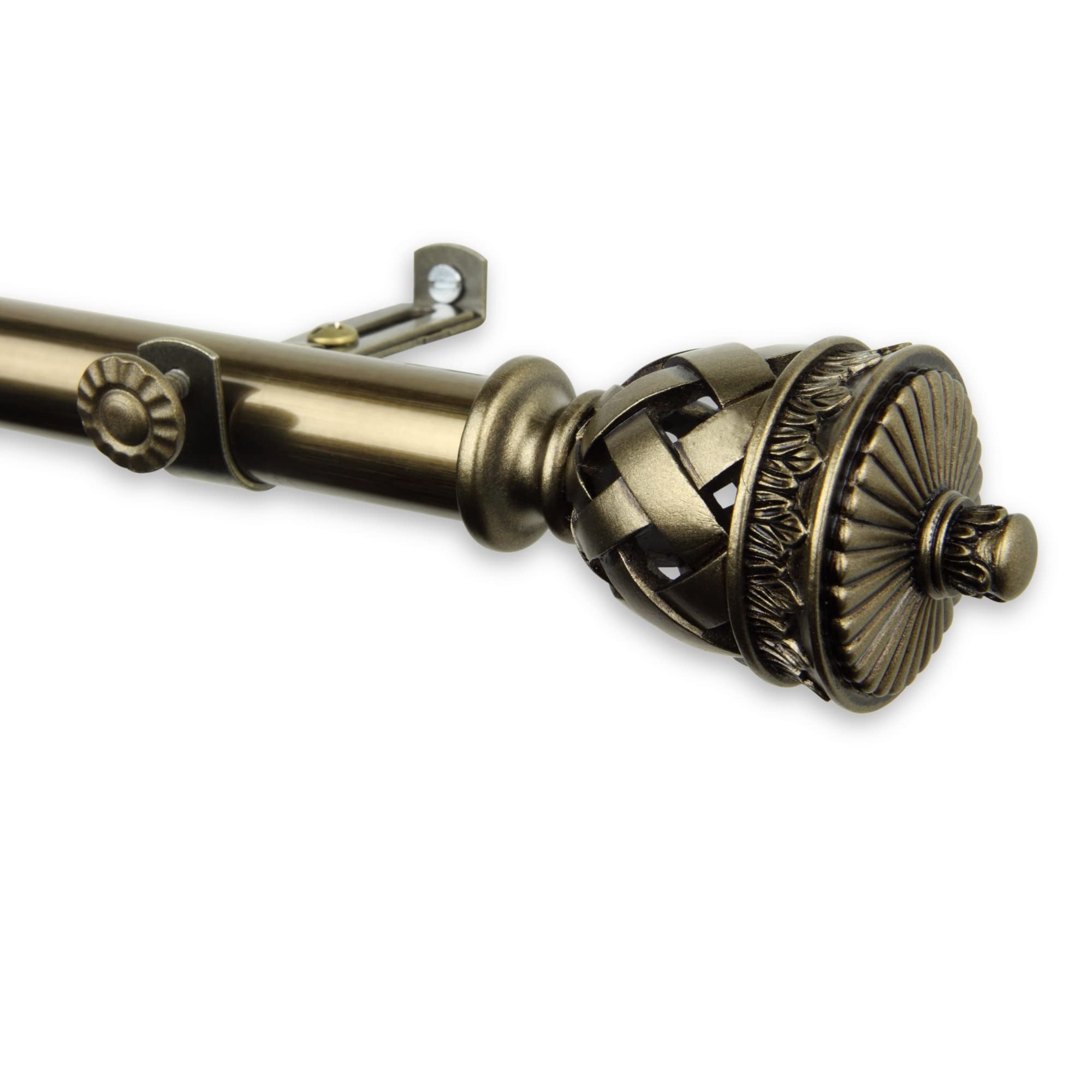 Araceli Curtain Rod 3/4 inch dia. 66-120 - Antique Brass