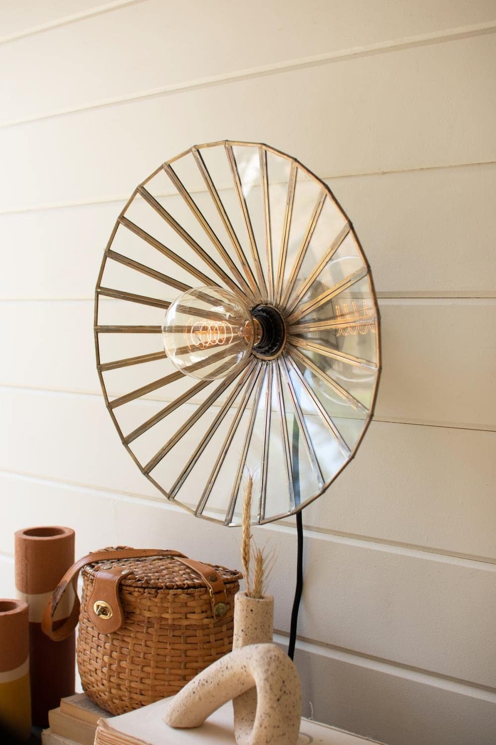 Kalalou Nep1052 Glass And Iron Wall Lamp