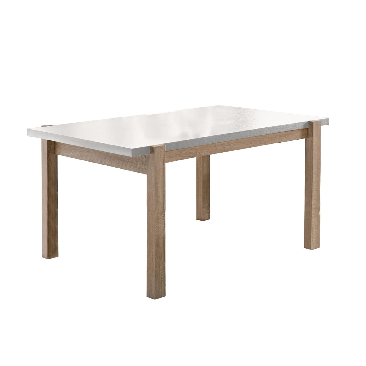 Benjara Rectangular Wooden Dining Table With Straight Legs, White And Brown