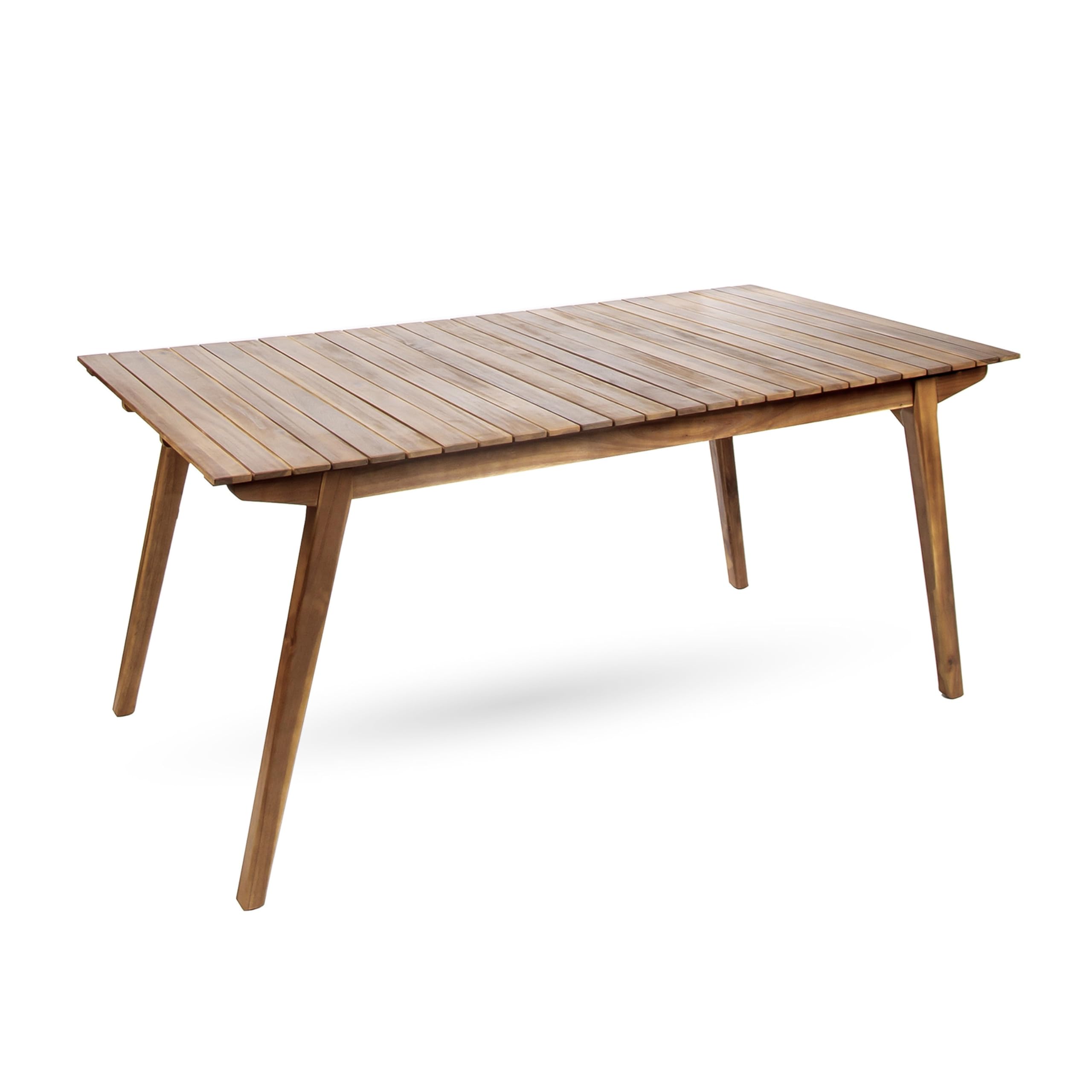 Outdoor Dining Table, 69 Inch Slatted Rectangular, Brown Acacia Wood
