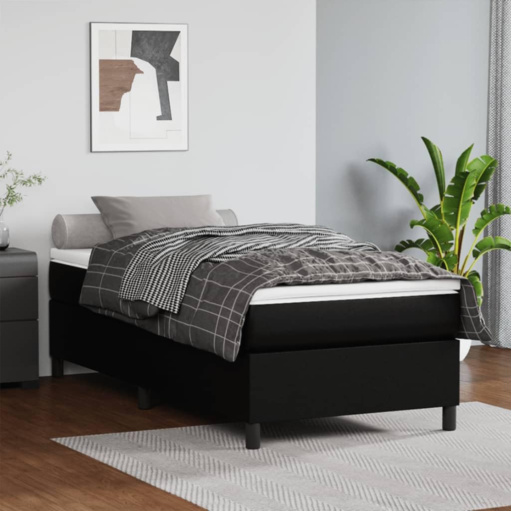 vidaXL Box Spring Bed Frame Black 39.4x79.9??Twin XL Faux Leather