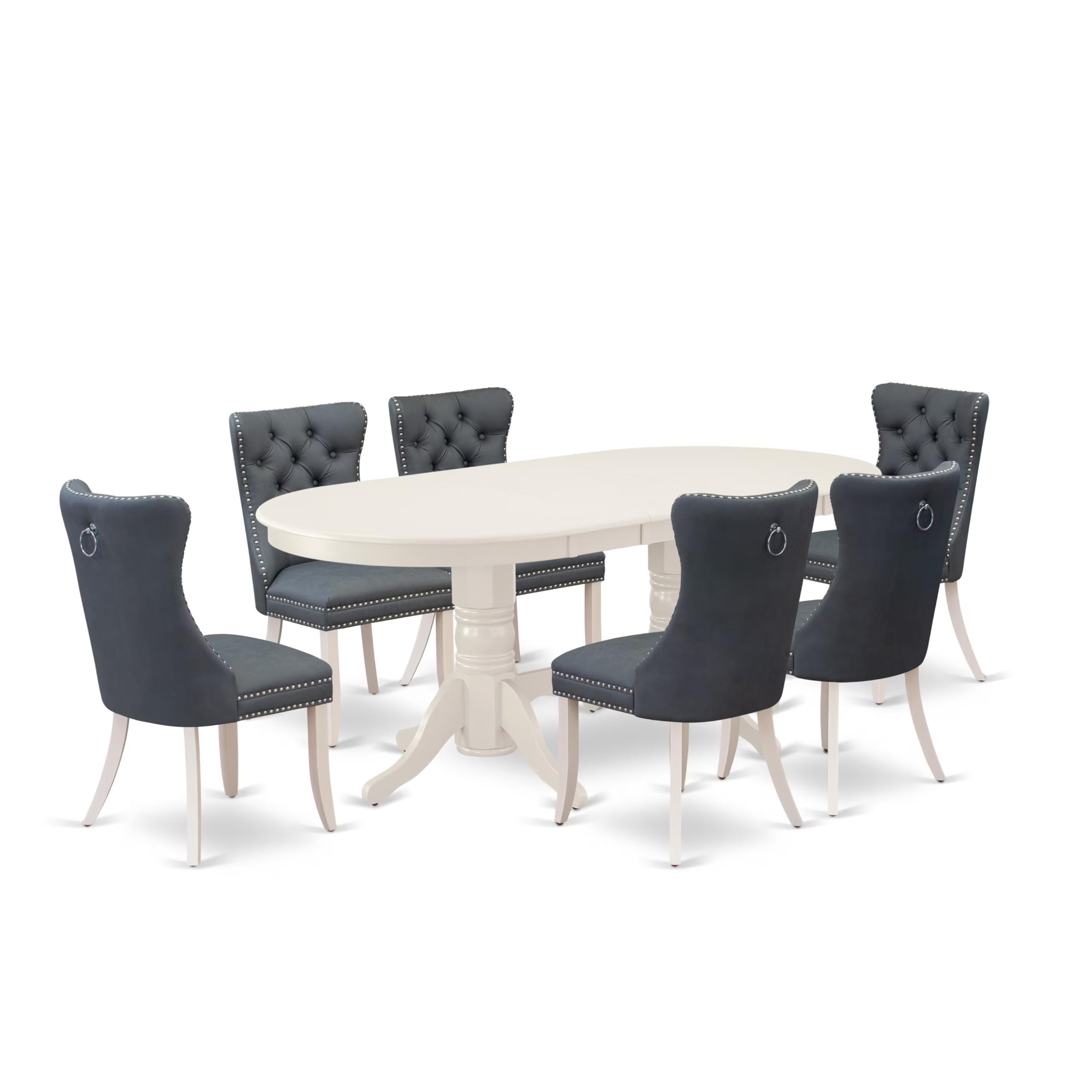 7 Piece Dining Room Set Contains an Oval Kitchen Table with Butterfly Leaf