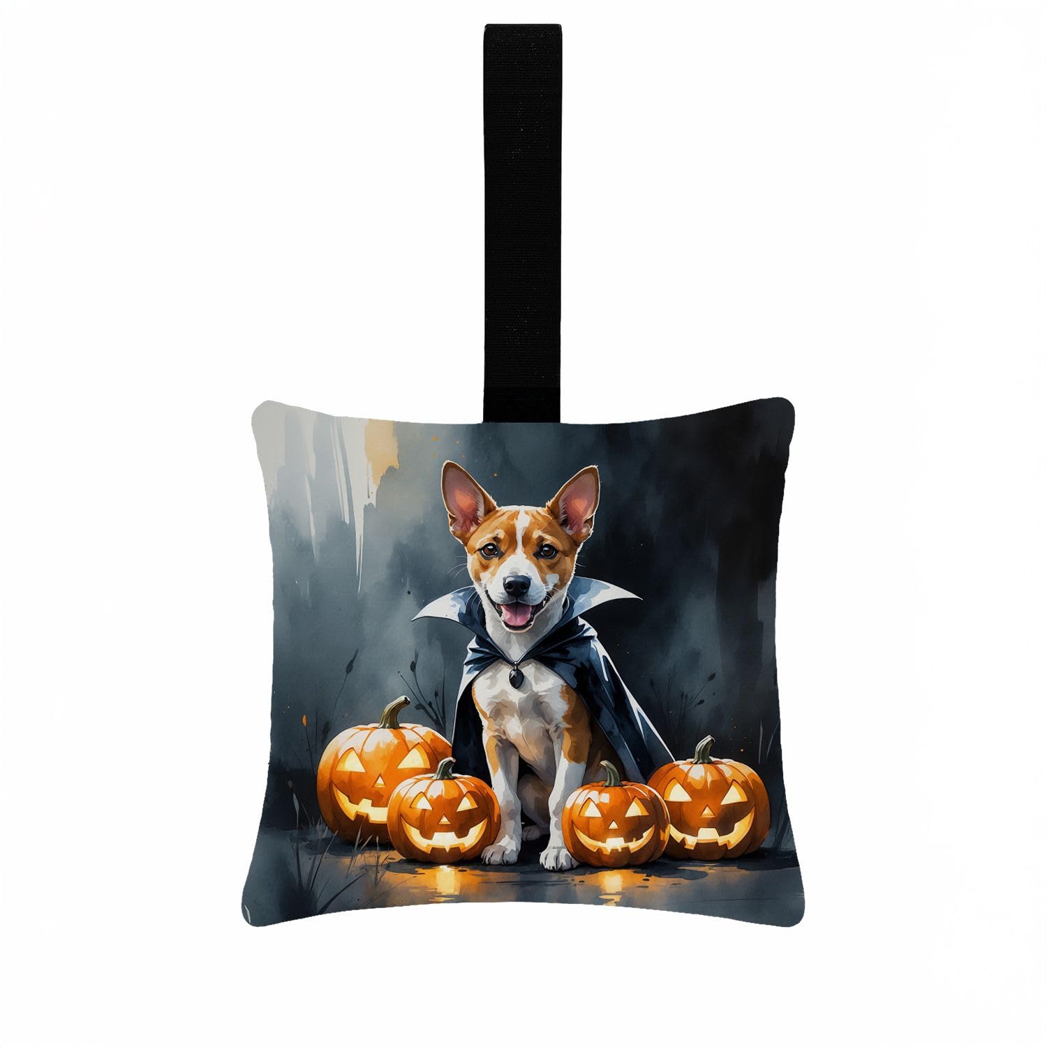 Carolines Treasures Basenji Puppy Halloween Mini Hanging Pillow Ornament 3.5  3.5 Decorative Door-Knob & Tree Hanger, Soft Fabric Cushion