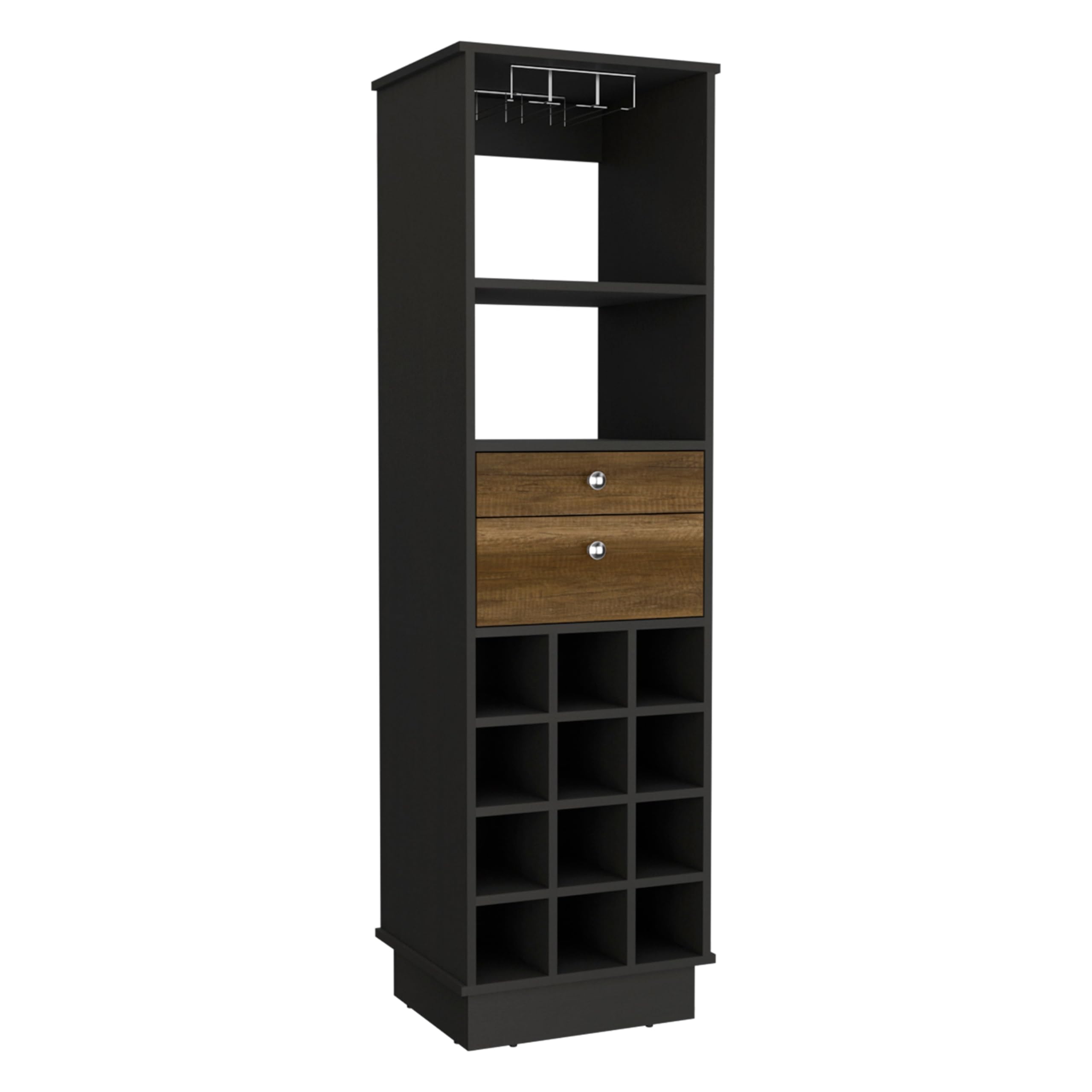 Classic Bar Cabinet, Two Drawers, Twelve Wine Cubbies