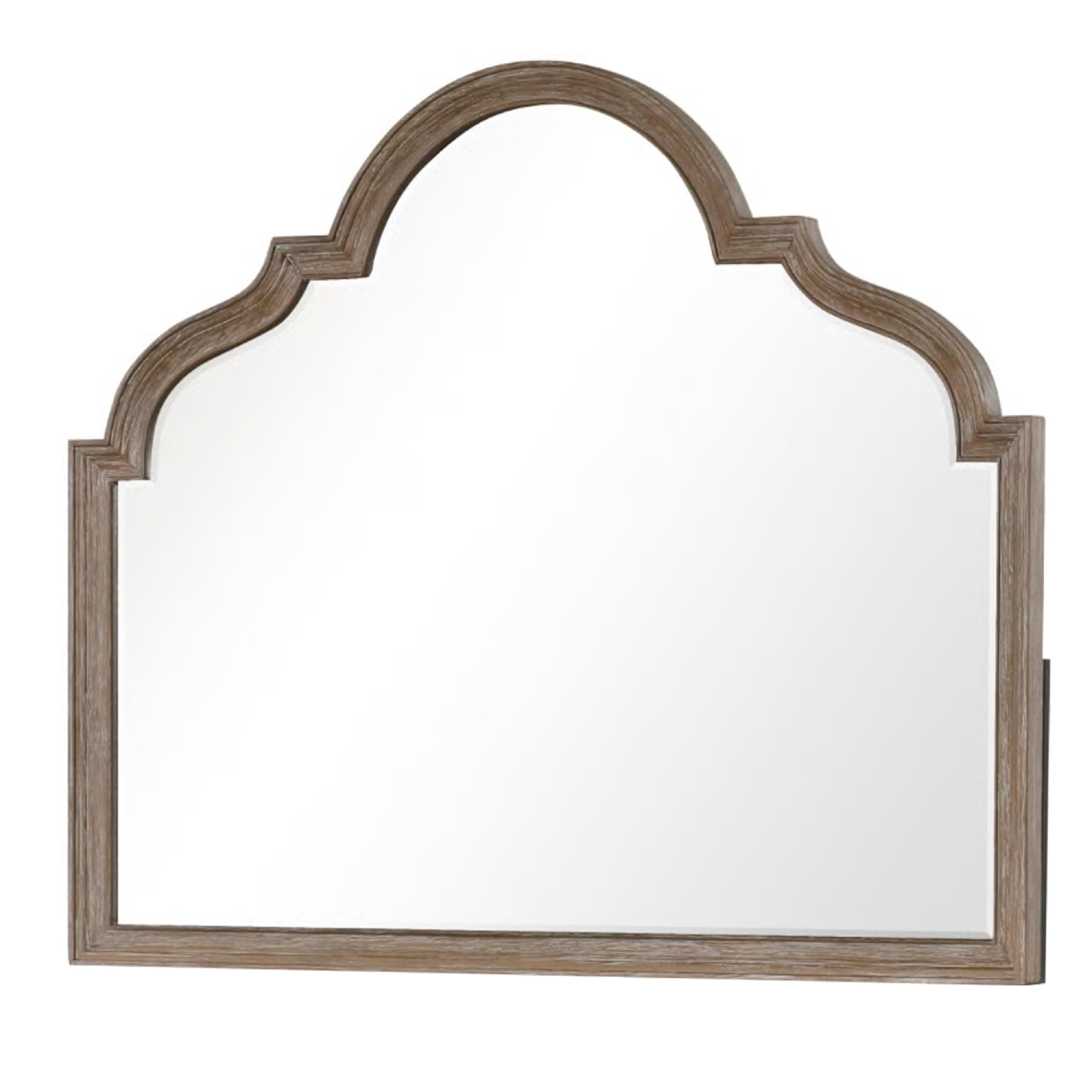 Lyla Dresser Mirror, Beveled Glass, Rustic Oak Brown Solid Wood, 41x50