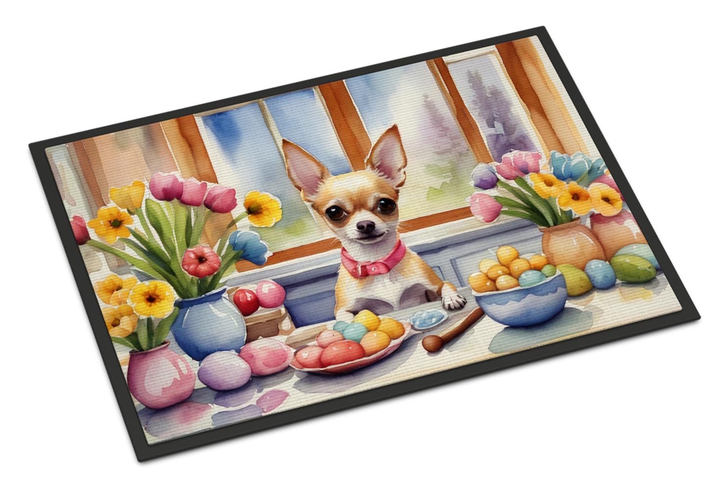 Carolines Treasures DAC6789JMAT Decorating Easter Chihuahua Doormat Front Door Mat Indoor Outdoor Rugs for Entryway, Non Slip Washable Low Pile, 24H X 36W