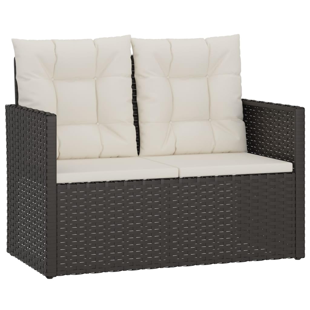 vidaXL Patio Bench with Cushions Black 41.3 Poly Rattan"