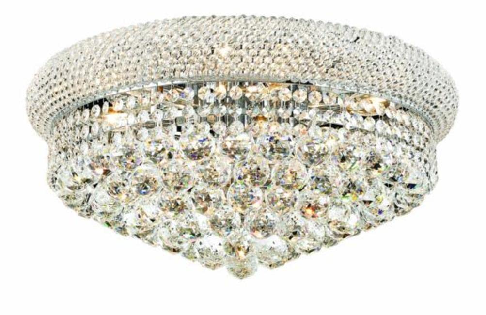 Primo 10 light Chrome Flush Mount Clear Royal Cut Crystal
