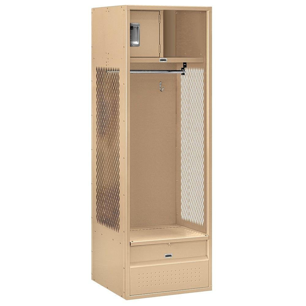 24 Wide Open Access Metal Locker - 6 Feet High - 24 Inches Deep - Tan - Assembled